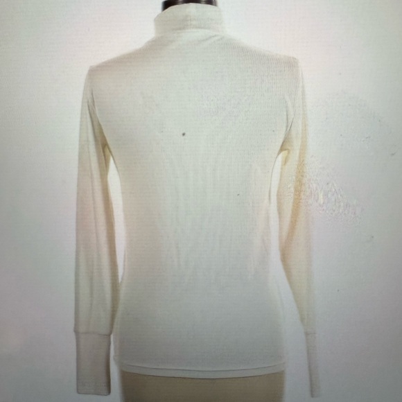 J. Crew Women’s Mock Neck Cream Long Sleeved Ribbed Top Size Large - Picture 7 of 7